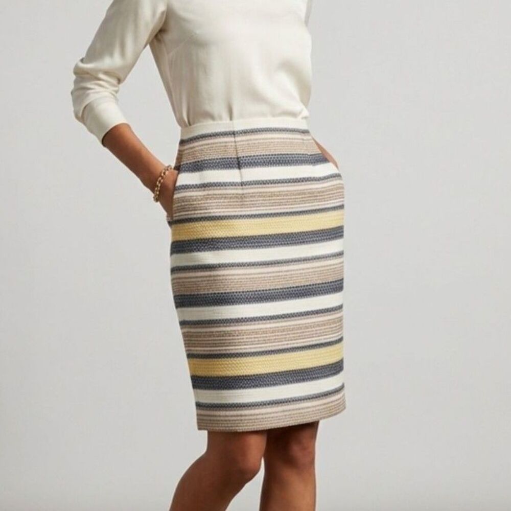 Etcetera Pencil Skirt Womens 6 Striped Textured Lined
